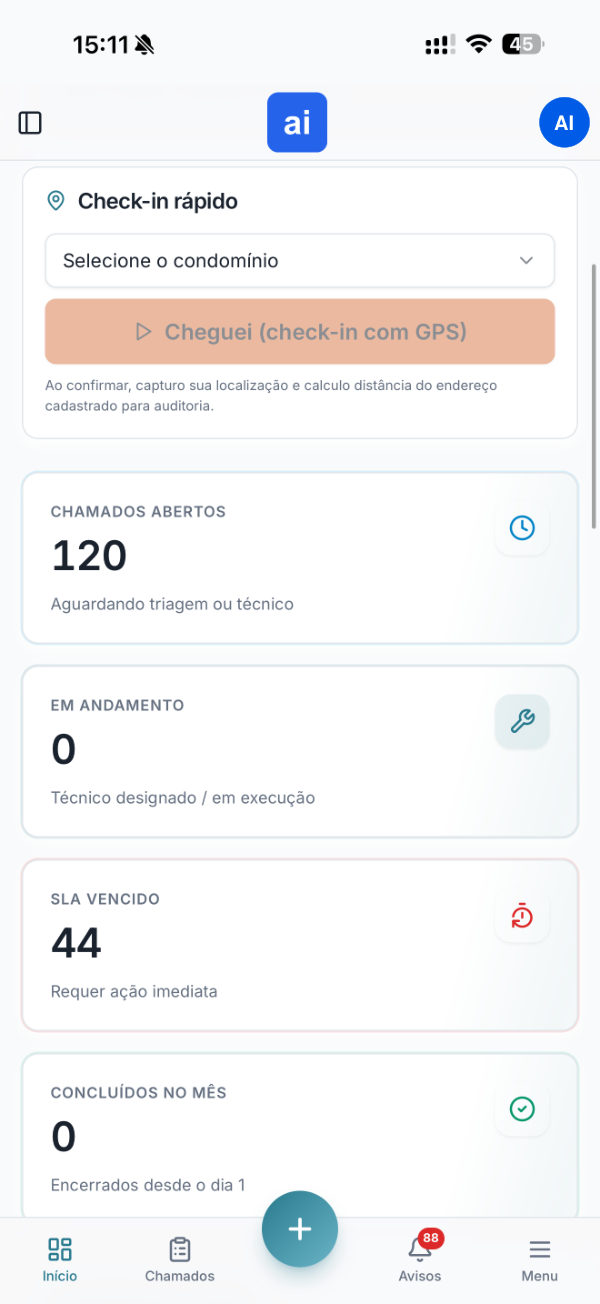 Dashboard do EnterCondo com indicadores em tempo real