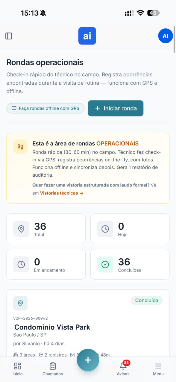 Rondas operacionais com GPS